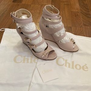 Chloè strappy wedge heels